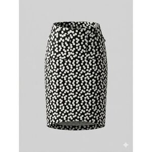 90s Groovy Artsy Polka Dot Pencil Skirt Size XL Textured Monochrome 17x25